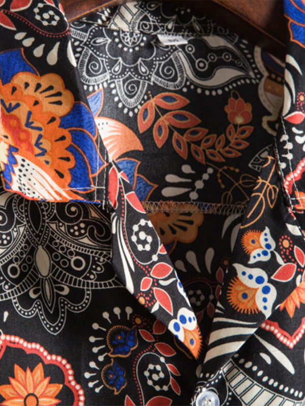 Men's Paisley Print Short Sleeve Shirt Shorts Set