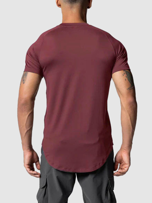 Men's Mesh Breathable Quick-Dry Elastic Solid Color Casual T-shirt