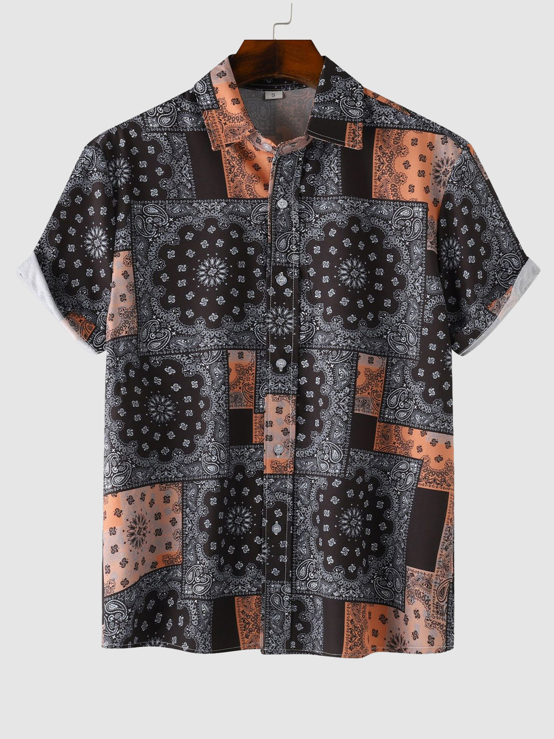 Men's Vintage Paisley Print Casual Short Sleeve Shirt