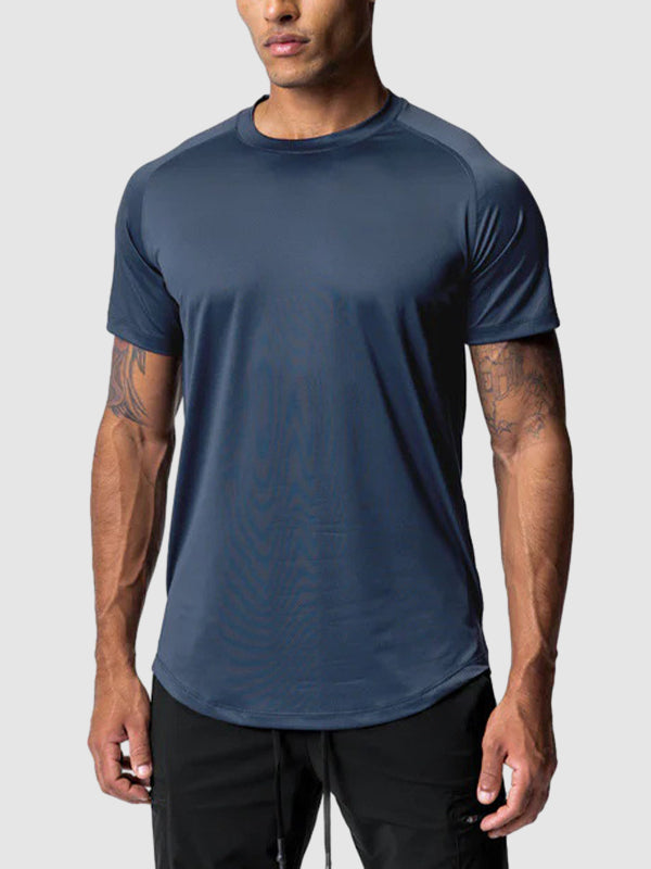 Men's Mesh Breathable Quick-Dry Elastic Solid Color Casual T-shirt