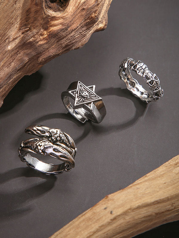 Vintage six-pointed star ring 3Pcs/set