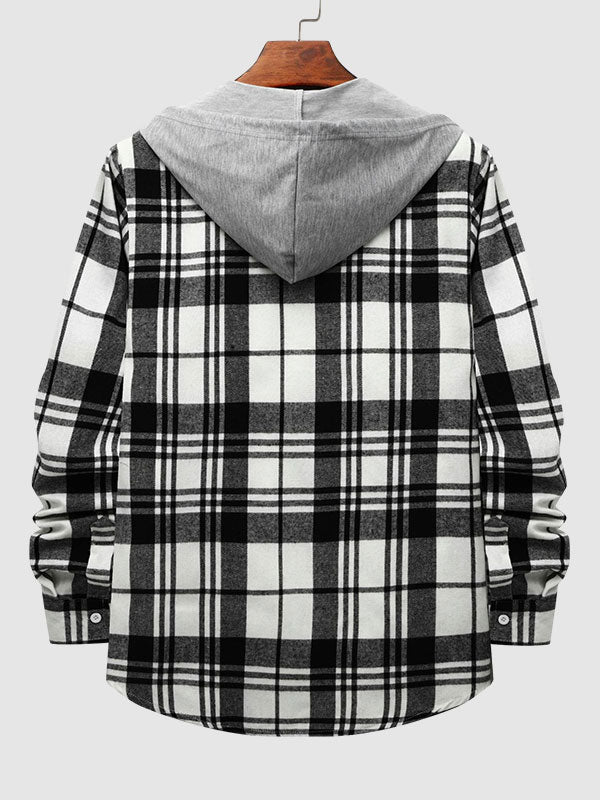 Men's casual plaid thin hooded jacket