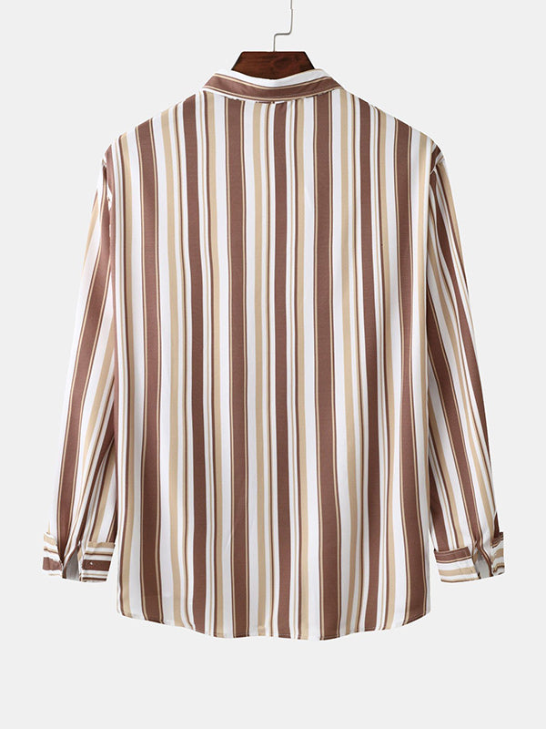 Men's Colorful Striped Long Sleeve Casual Shirt