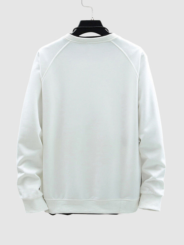 Men's fake two piece stacking crew neck sweatshirt