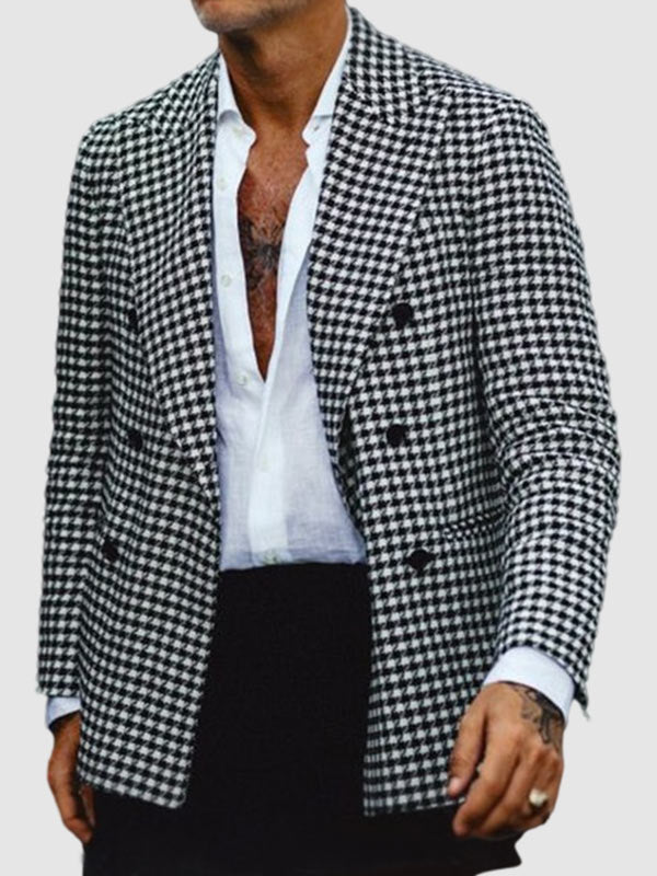 Men's Houndstooth Versatile Casual Button Blazer