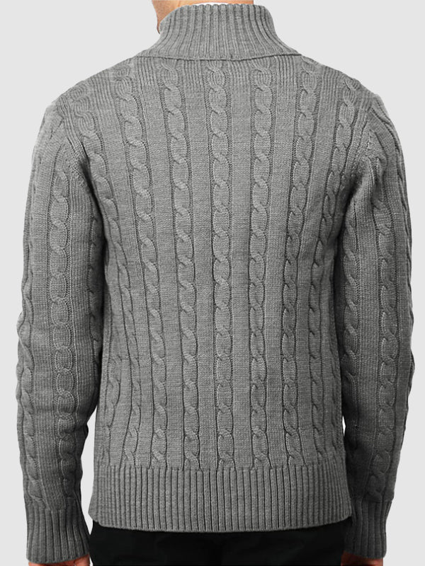 Men's solid color twist jacquard sweater knitted cardigan jacket