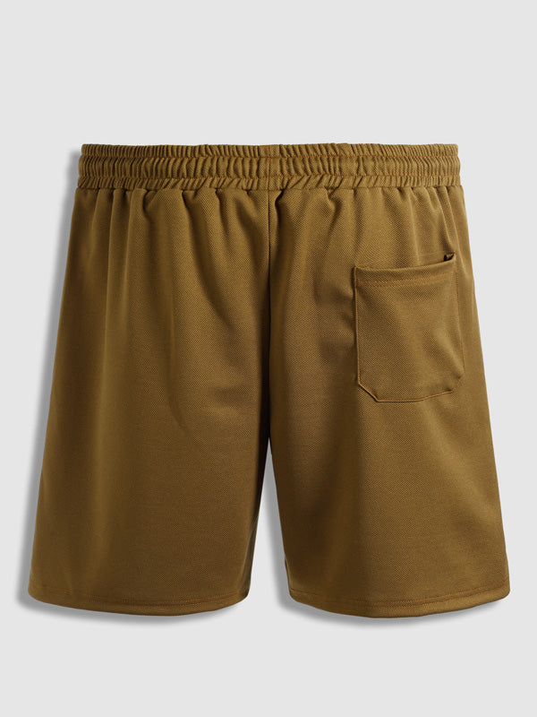 Men's solid color pique elastic waist casual shorts