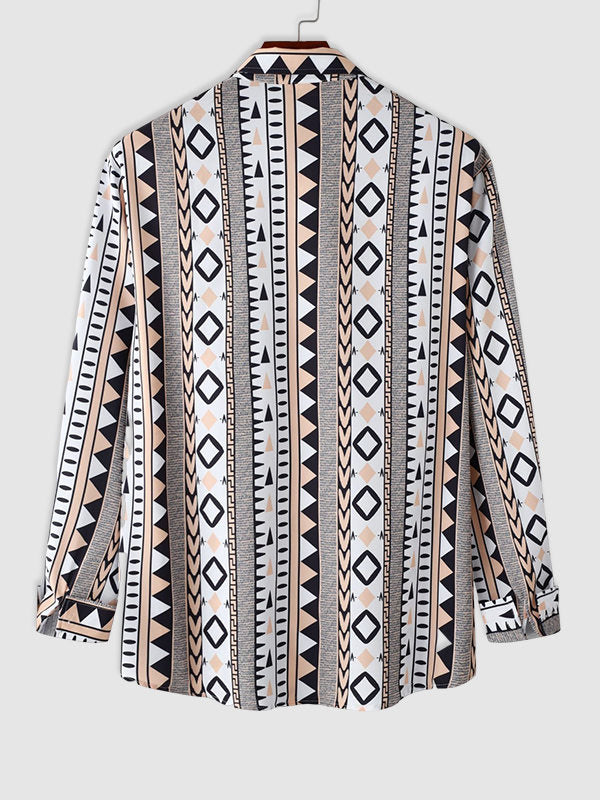 Men's Vintage Geometric Print Shirt