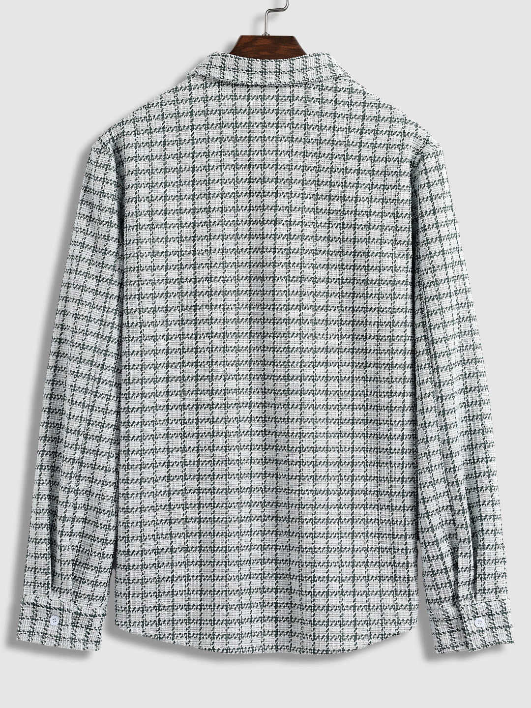 Men's Houndstooth Texture Plaid Casual Long Sleeve Shirt