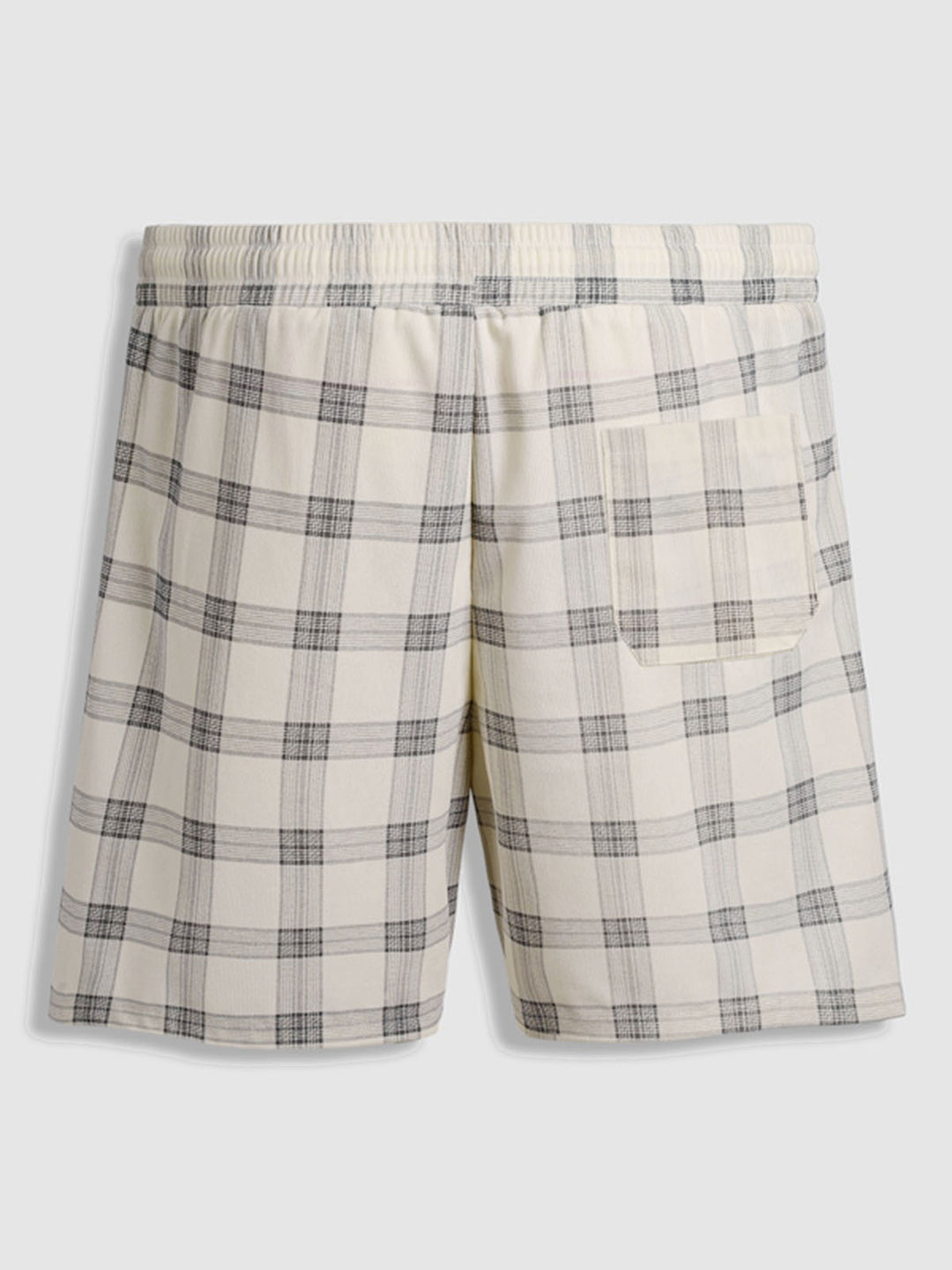 Men's corduroy plaid casual elastic waist shorts