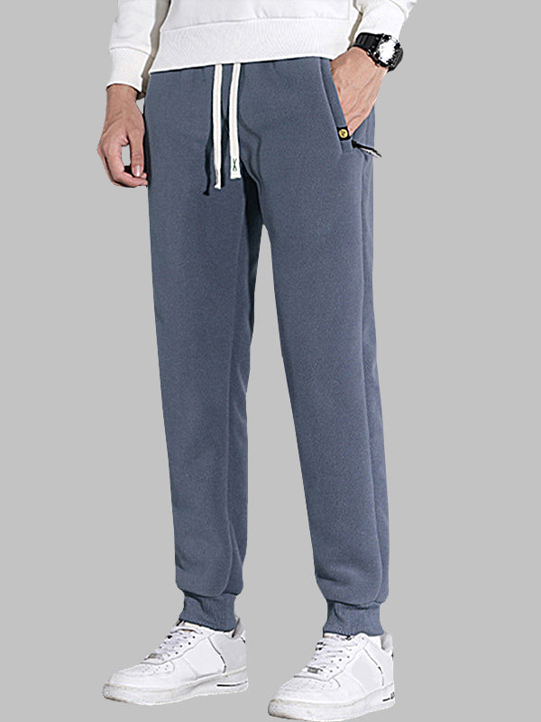 Men's Fleece-lined Thermal Drawstring Pocket Casual Pants