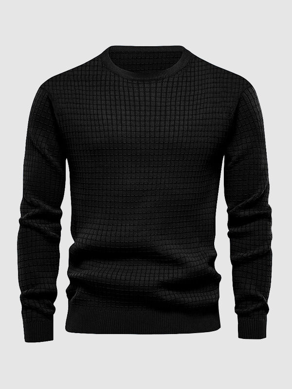 Men's waffle texture solid color casual sweatshirt