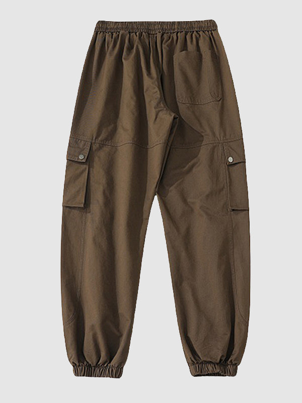 Men's Drawstring Pocketed Cuffed Casual Cargo Pants