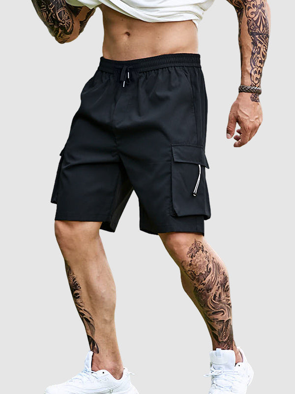 Men's Pocket Drawstring Straight Casual Cargo Shorts