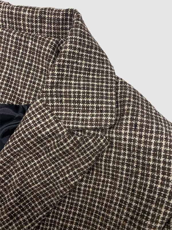 Men's Plaid Wool Blend Casual  Button Blazer