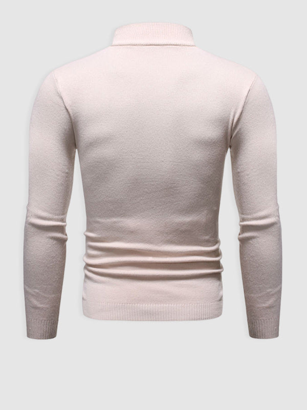 Men's Basic Solid Turtleneck Sweater khaki