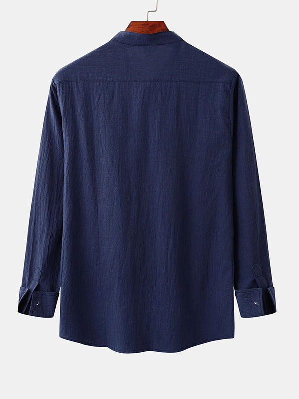 Men's Plain Basic Long Sleeve Shirt