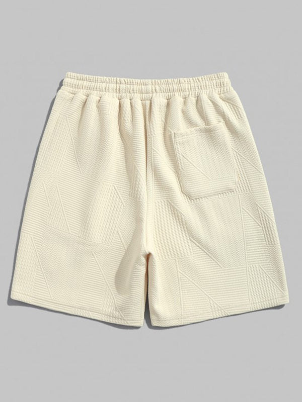 Geometric Jacquard  Drawstring  Shorts