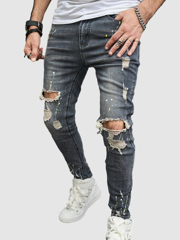 Men's Slim Fit Distressed Distressed Zip Access Jeans