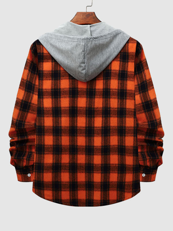 Men's Classic Thin Plaid Hooded Jacket