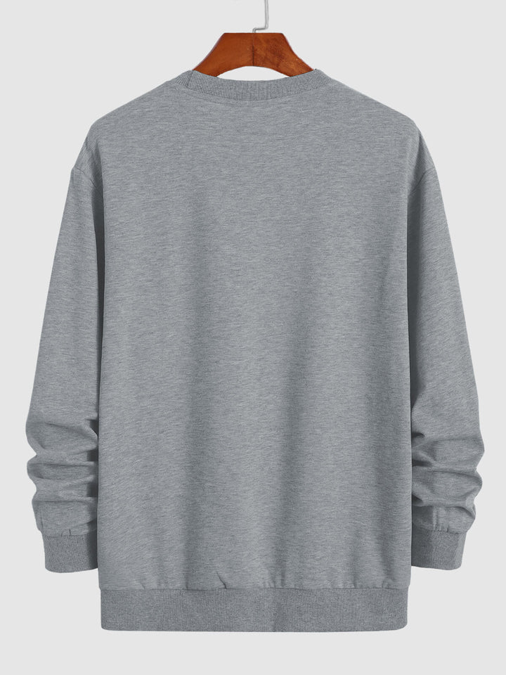 Men's solid color basic round neck casual sweatshirt