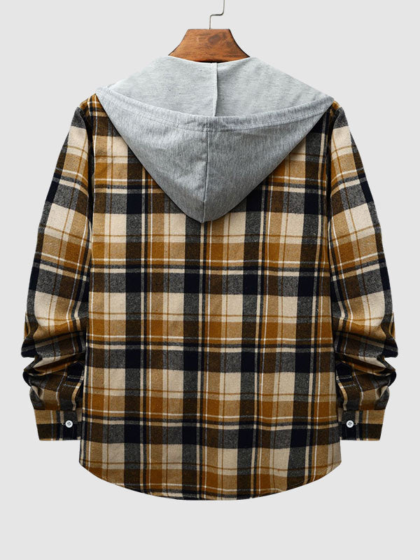 Men's Classic Plaid Hooded Thin Jacket