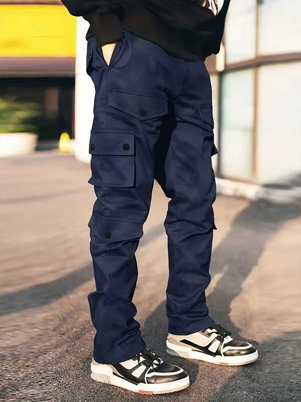 Men's Multi-Pocket Elastic Waist Casual Work Pants