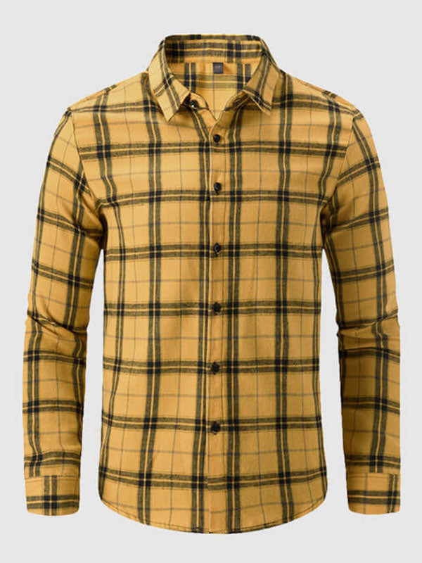 Men's Plaid Loose Fit Casual Long Sleeve Shirt