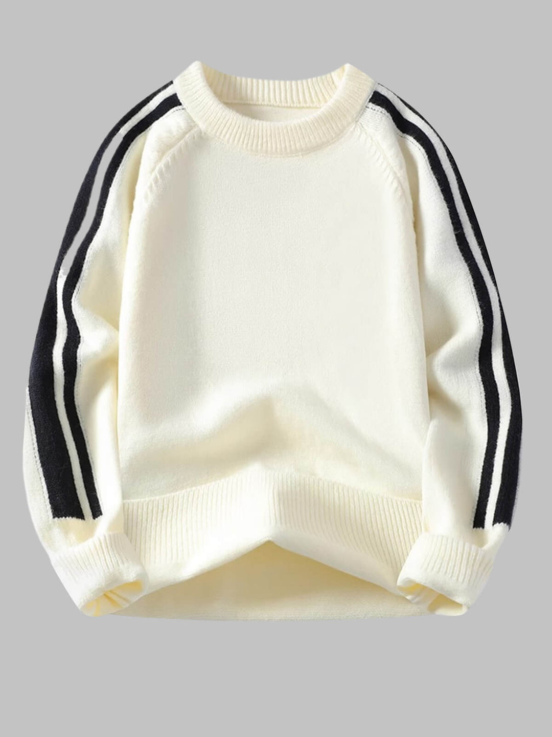 Men's Basic Striped Color-Block Crew Neck Sweater