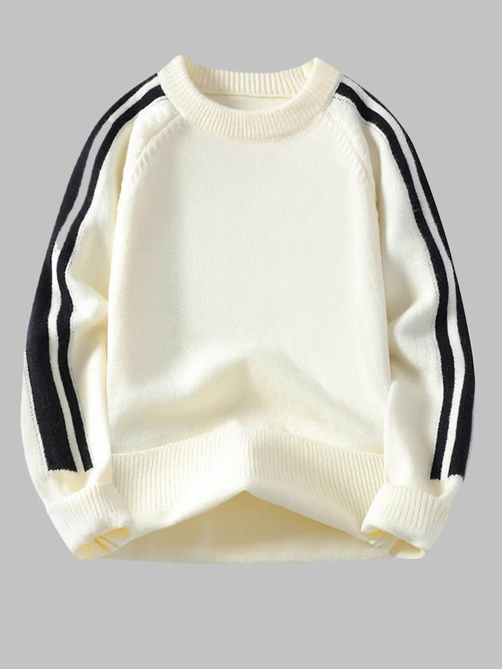 Men's Basic Striped Color-Block Crew Neck Sweater