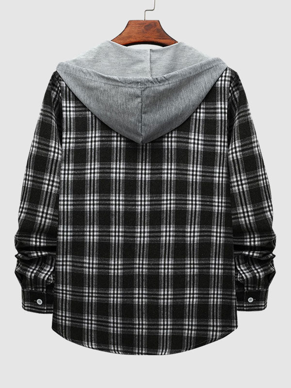 Men's Classic Plaid Hooded Thin Jacket