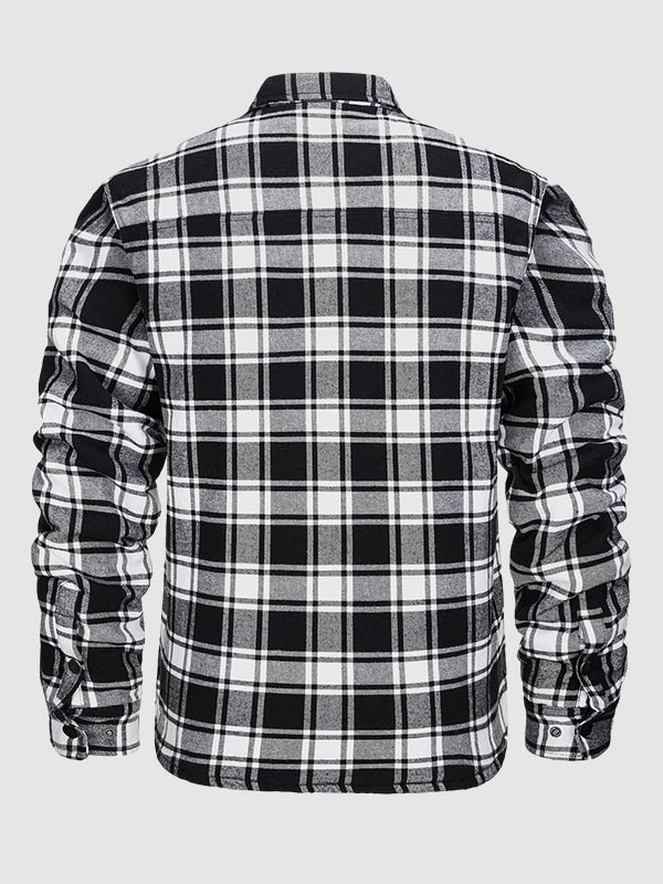 Men's plaid quilted thickened lapel warm shirt jacket