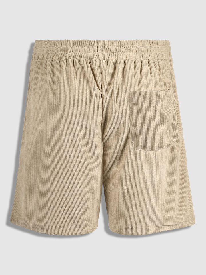 Men's Corduroy Solid Color Drawstring Casual Shorts