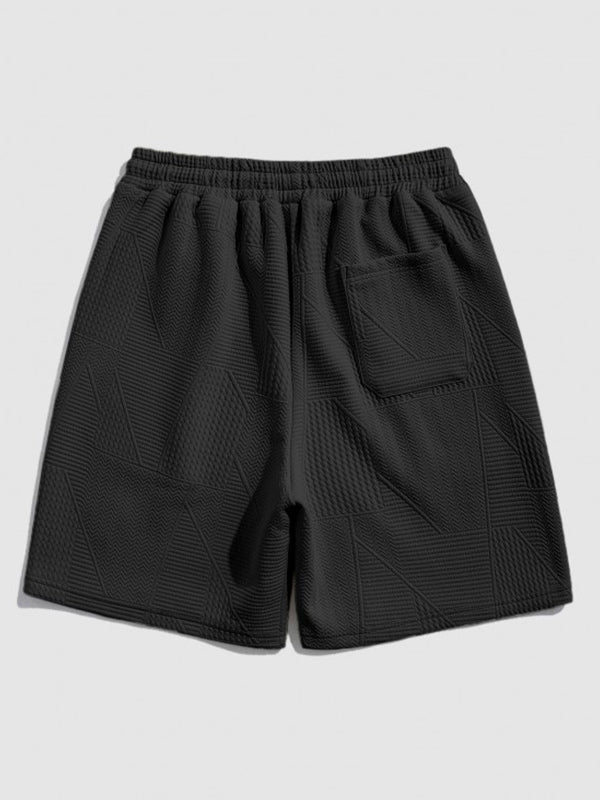 Geometric Jacquard Drawstring Shorts