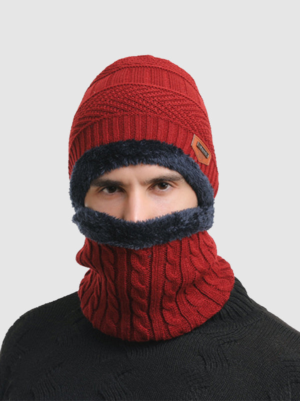 Men's Knitted  Matching Integrated Hat