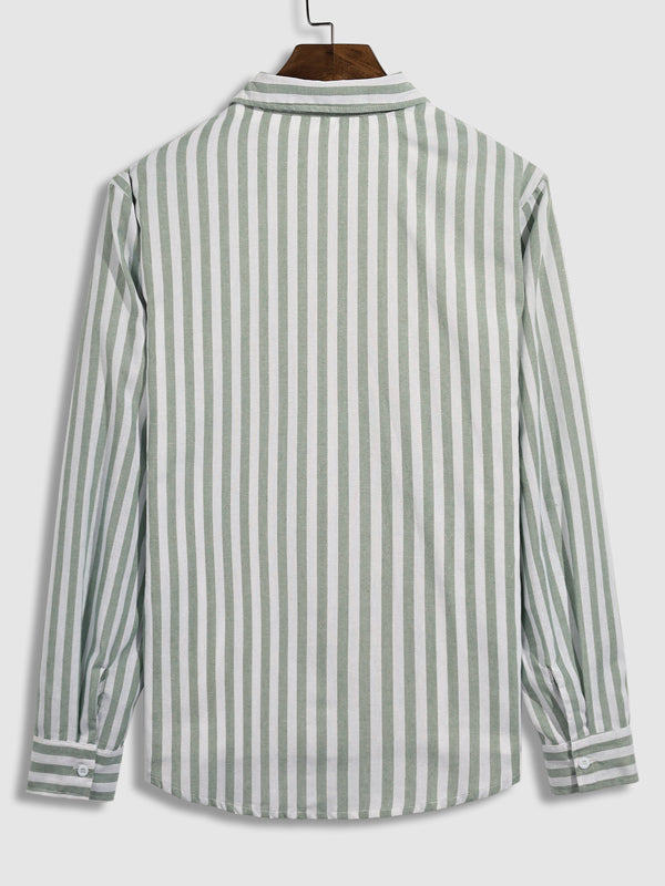 Men's Simple Striped Casual Long Sleeve Button-Down Shirt