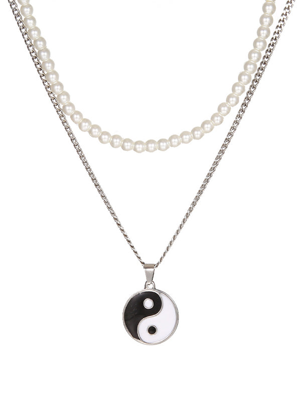 Yin Yang Bagua Pearl Pendant Couple Necklaces 2Pcs/set