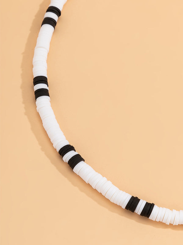 Ethnic style black and white stitching simple geometric necklace