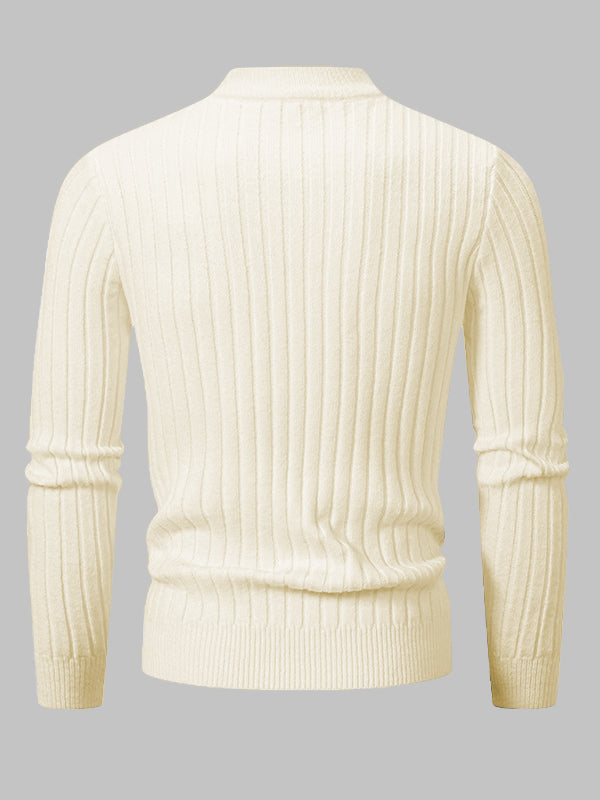 Men's Solid Cable Knit Crew Neck Sweater