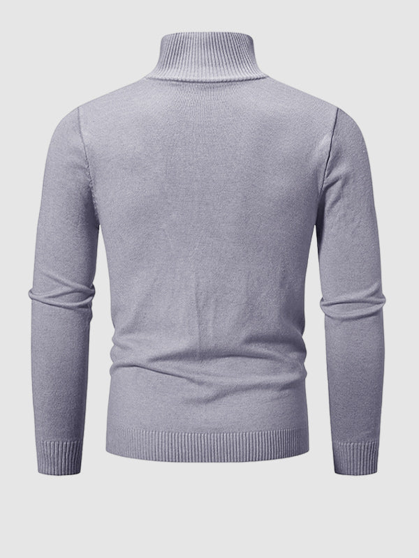 Men's Solid Color Quarter-Zip Collar Sweater