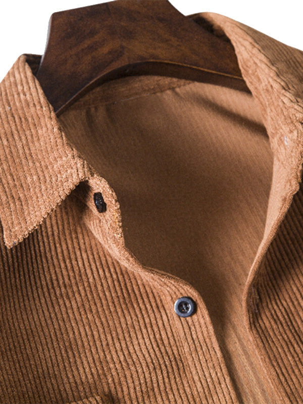 Men's Solid Color Textured Corduroy Shirt