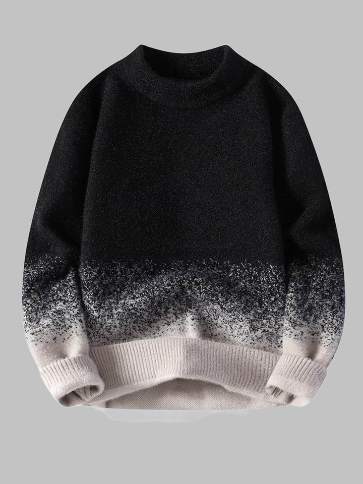 Men's Gradient Color Trendy Loose Mock Neck Knit Sweater