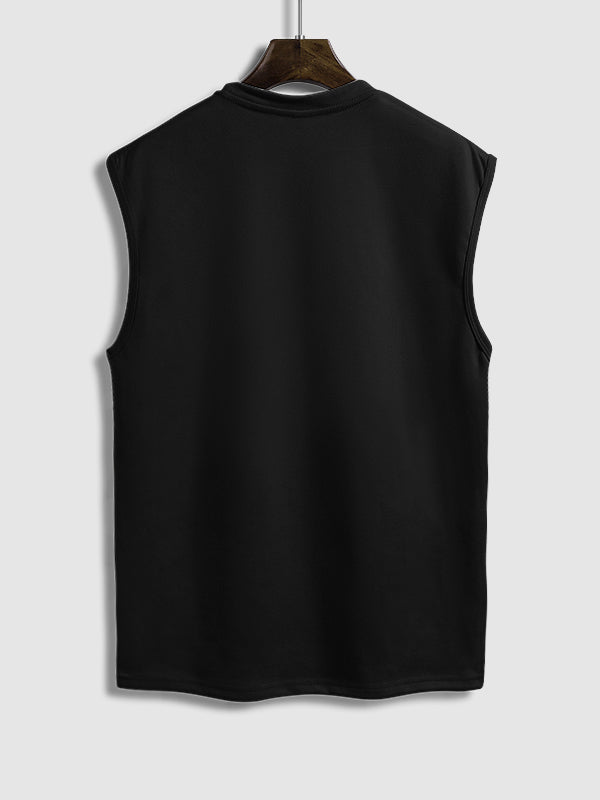 Men's Solid Color Suede Sleeveless Round Neck T-shirt