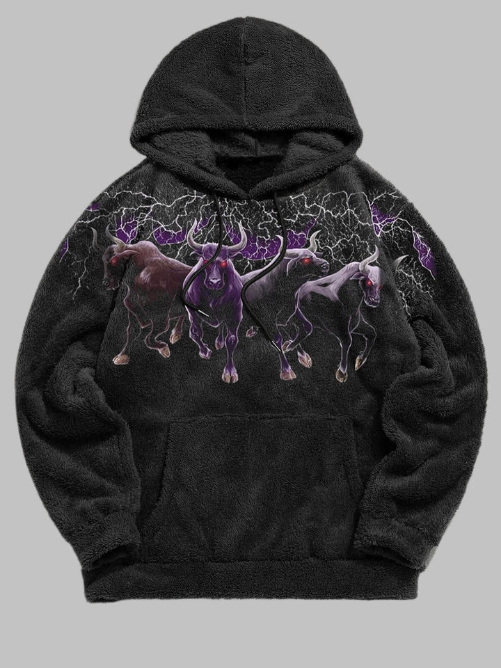 Men's animal print fleece hoodie