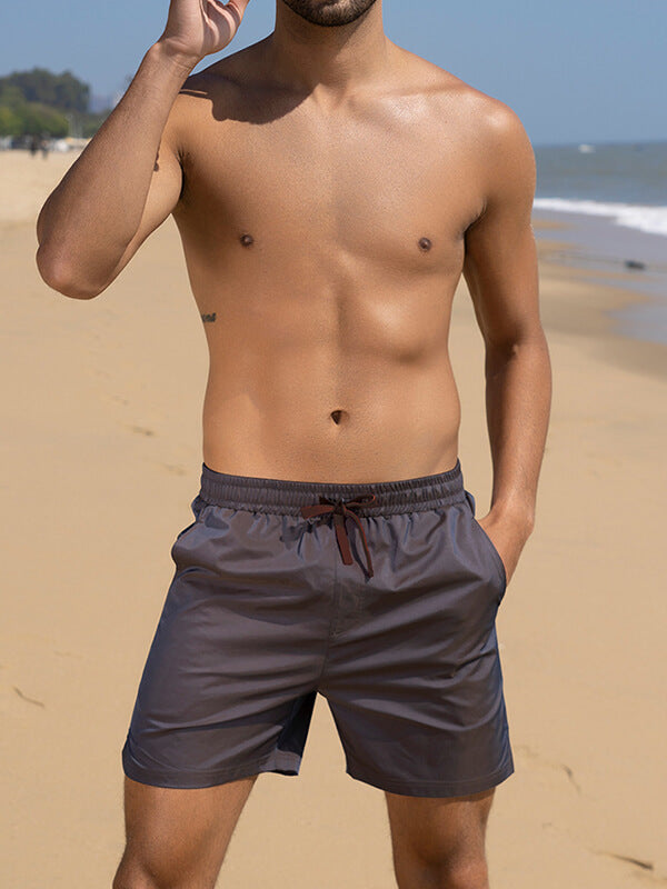 Men's Solid Color Casual Quick-Drying Beach Shorts