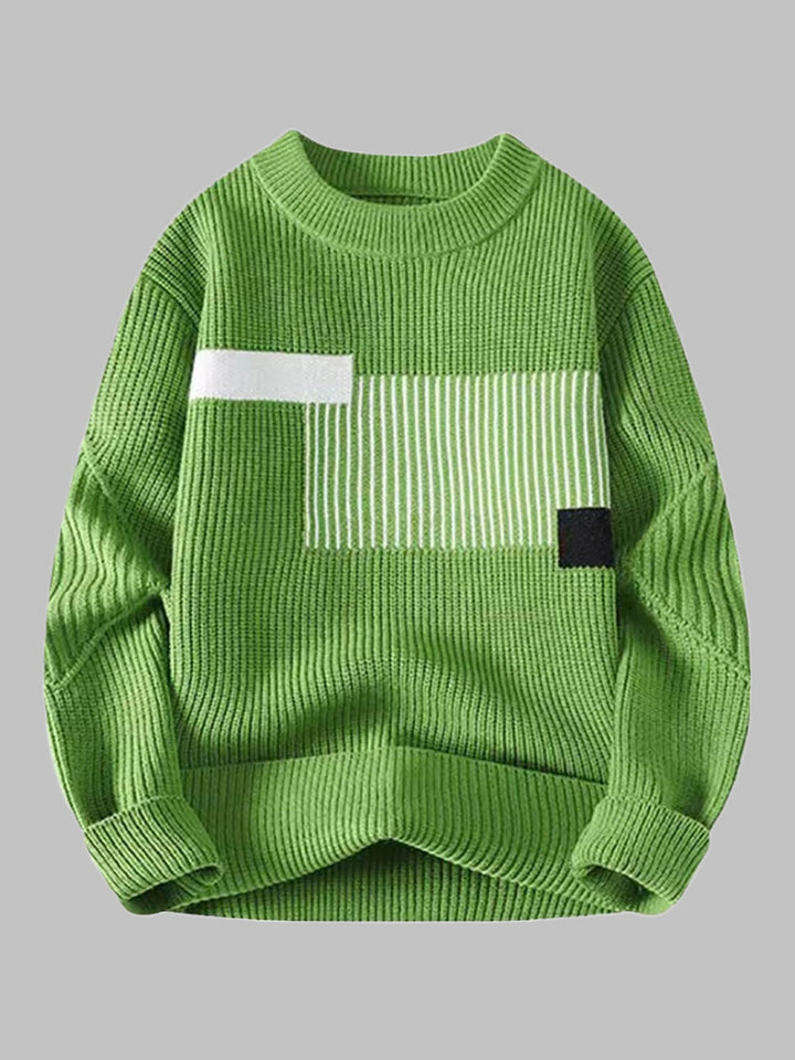 Men's Color-Block Trendy Loose Basic Sweater