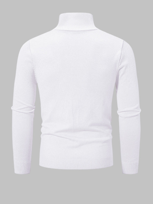 Men's Solid Color Quarter-Zip Collar Sweater