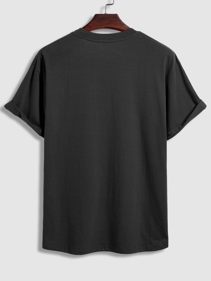 Men's solid color cotton basic round neck short-sleeved T-shirt