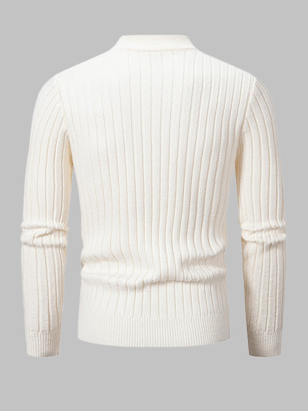 Men's Geometric Twist Slim Stand Collar Sweater