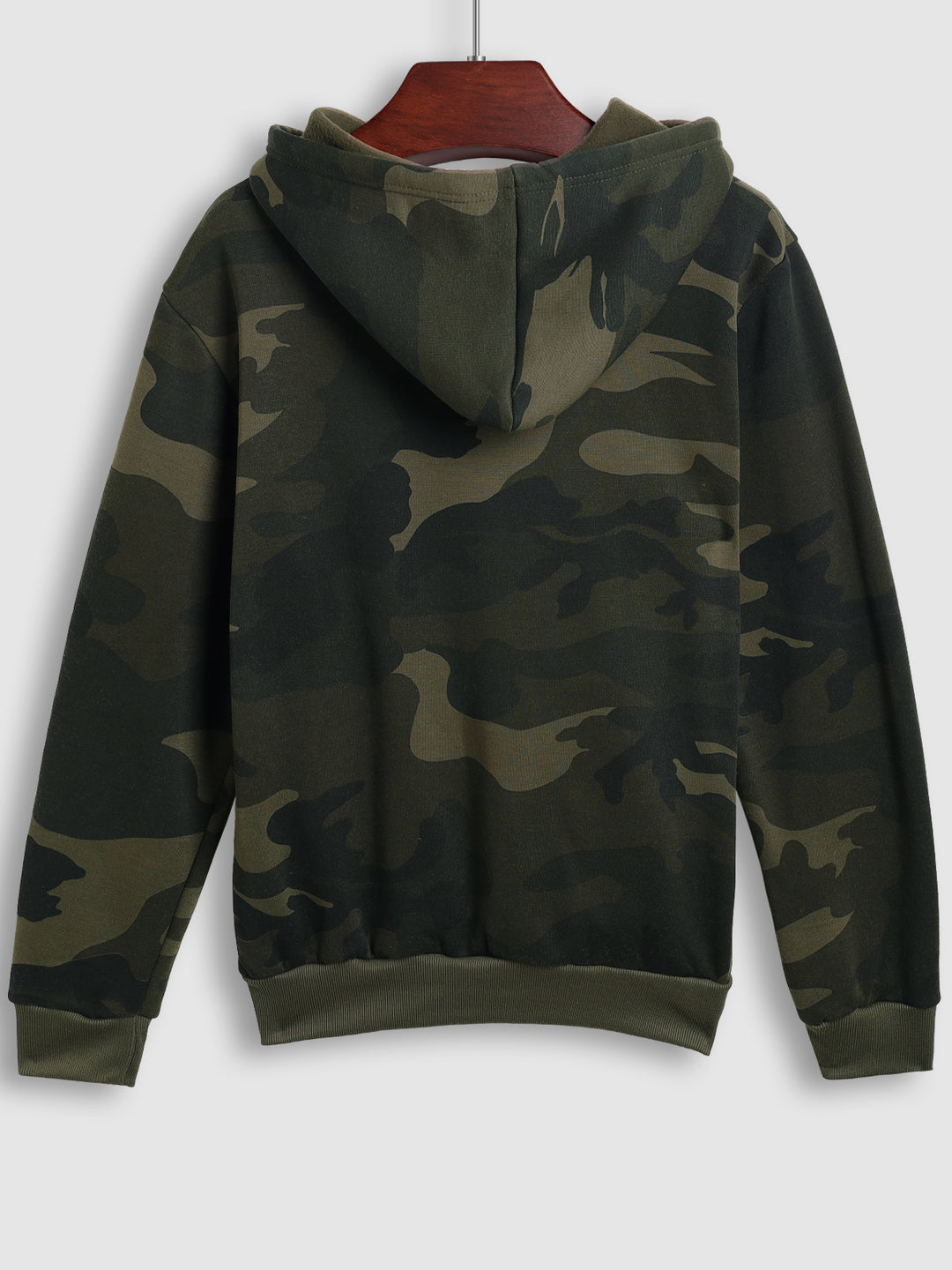 Men's hooded drawstring casual camouflage patchwork sweatshirt